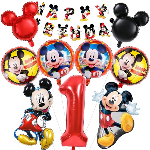 10 Stück Micky Mous Luftballons Geburtstag Set 1 Jahre Junge, Micky Maus Geburtstagsdeko Folienballon, Kindergeburtstag Luftballons, Micke Maus Geburtstag Party Deko Ballons Set für Kinder (1) von Mizijia
