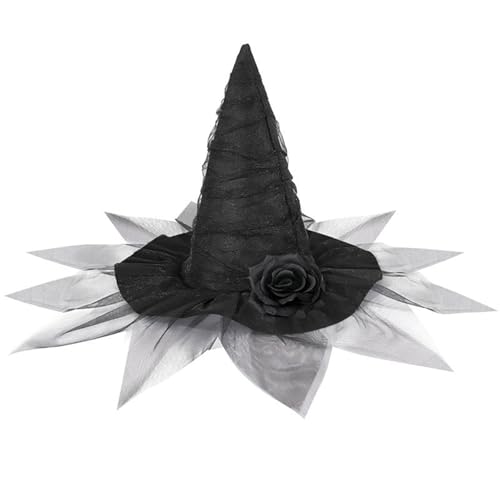 Halloween Hexenhüte, Rosenschleier Mit Falten, Schwarzer Spitze Hexenhut,Geeignet für Rollenspiele, Halloween-Partys, Leistung Kostüm Kopfschmuck, universell für Männer und Frauen Halloween Hexenhüte, Rosenschleier Mit Falten, Schwarzer Spitze Hexenhut,Geeignet für Rollenspiele, Halloween-Partys, Leistung Kostüm Kopfschmuck, universell für Männer und Frauen von Mizijia