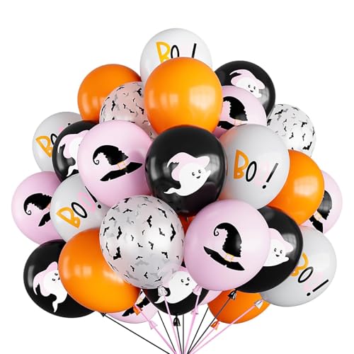 Halloween Luftballons Dekoration Set, 50 Stück Halloween -Latexballons, Fünf Farben, Geeignet für Urlaubsfeiern, Geburtstagsdekorationen von Mizijia