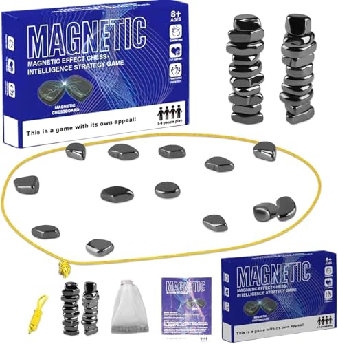 MIZIJIA Magnetisches Schachspiel für Kinder & Erwachsene - Reiseschach mit Haltefunktion, Kompaktes Strategiespiel für Familie & Reise (Runde Schachfiguren) von Mizijia