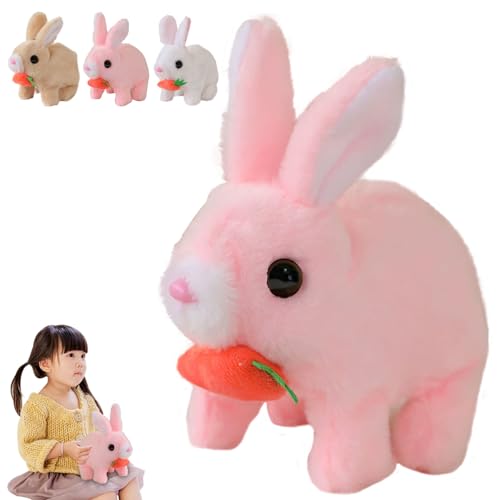 Mizijia Bunny Pal, Bunny Pal Hase, Bunny Mein Realistisches Kaninchen, Interaktives Elektronisches Haustier Plüschhasenspielzeug, Kann Gehen und Sprechen, Ostergeschenke Kinder(Rosa) von Mizijia
