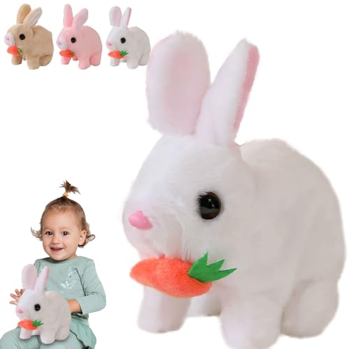 Mizijia Bunny Pal,Bunny Pal Hase, Bunny Mein Realistisches Kaninchen, Interaktives Elektronisches Haustier Plüschhasenspielzeug, Kann Gehen und Sprechen, Ostergeschenke Kinder(Weiß) von Mizijia