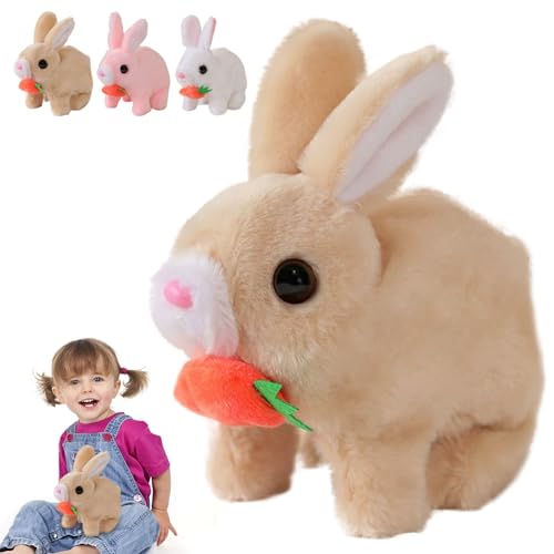 Mizijia Bunny Pal,Bunny Pal Hase, Bunny Mein Realistisches Kaninchen, Interaktives Elektronisches Haustier Plüschhasenspielzeug, Kann Gehen und Sprechen, Ostergeschenke Kinder(Braun) von Mizijia