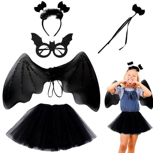 Mizijia Fledermaus Kostüm Kinder, Mädchen Vampir Kostüm, mit Fledermaus Schwarze Tüllrock,Haarspangen,Stab,Flügel für Halloween, Karneval, Kostümpartys, Cosplay Mottopartys Mizijia Fledermaus Kostüm Kinder, Mädchen Vampir Kostüm, mit Fledermaus Schwarze Tüllrock,Haarspangen,Stab,Flügel für Halloween, Karneval, Kostümpartys, Cosplay Mottopartys von Mizijia