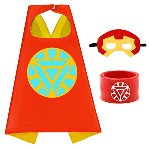 Superhelden-Umhänge für Kinder, Superhelden-Umhang mit Maske und Bund, Halloween-Kostüme und Party-Verkleidung, Geschenk für Jungen und Mädchen(Gelb+schwarz+w) von Mizzuco