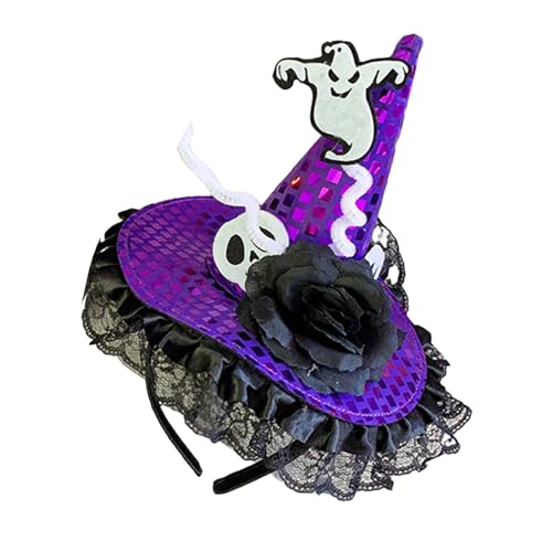 Mjaie Halloween Pailletten Hexenhut Kopfschmuck Stirnband Rose Specter Anti-Rutsch Fang Haarreif Haarstyling Werkzeug Halloween Party Zugang Mjaie Halloween Pailletten Hexenhut Kopfschmuck Stirnband Rose Specter Anti-Rutsch Fang Haarreif Haarstyling Werkzeug Halloween Party Zugang von Mjaie