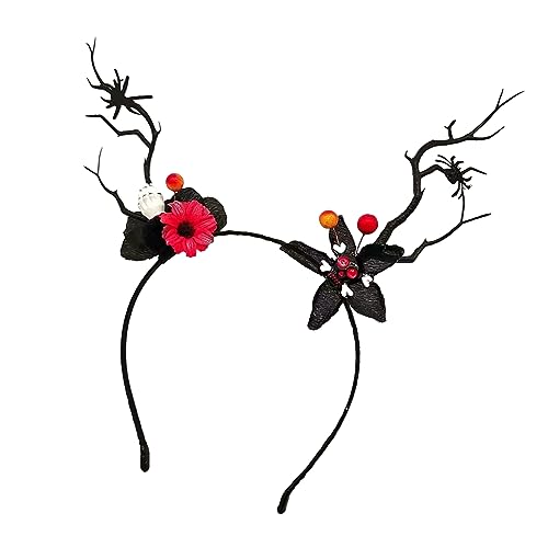 Mjaie Stirnband mit dunklem Geweih, Halloween, Cosplay, Maskerade, Kopfbedeckung, Zubehör, Blume, Laub, Totenkopf, Foto-Requisiten, Cosplay, Stirnbänder Mjaie Stirnband mit dunklem Geweih, Halloween, Cosplay, Maskerade, Kopfbedeckung, Zubehör, Blume, Laub, Totenkopf, Foto-Requisiten, Cosplay, Stirnbänder von Mjaie