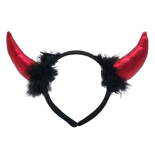 Mjaie Teufelshörner Stirnband Hörner Stirnband Feder Glitzer Hörner Stirnband für Halloween Kostüm Cosplay Hörner Kopfschmuck Geschenke Teufel von Mjaie