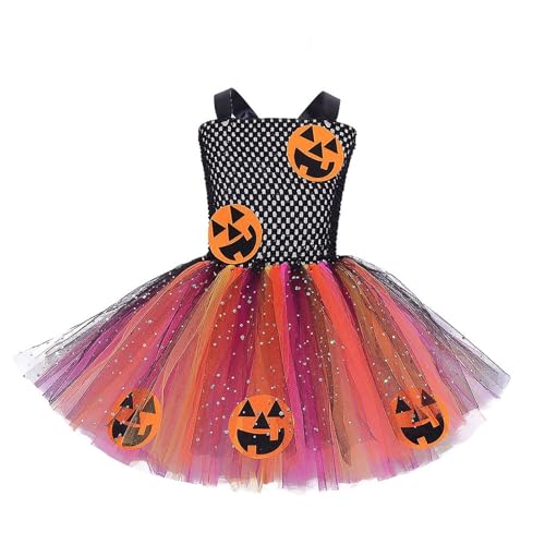 Mjjsk Halloween-Kleider für Mädchen, Prinzessin, ausgefallenes Tüll-Tutu-Kleid, Spaghettiträger, Kinder-Freizeitkleid, Karnevals-Outfit, Schwarz , 9 Jahre von Mjjsk