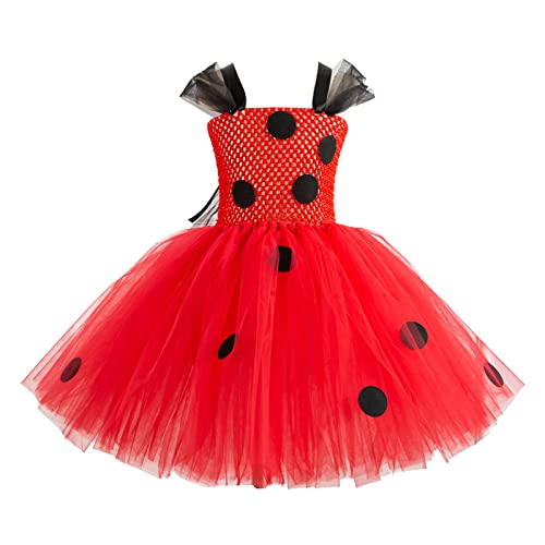 Mjjsk Halloween-Kleider für Mädchen, Prinzessin, festliches Kostüm, Tüllkleid, ärmellos, modisch, Partykleid, Kinder, Neuheit, Karnevals-Outfit, rot, 128 von Mjjsk