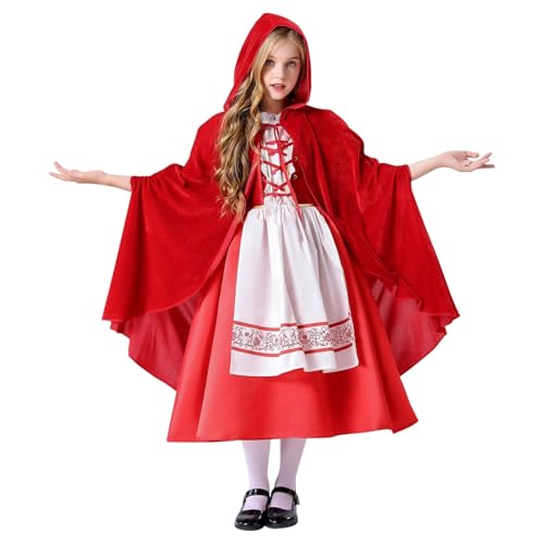 Mjjsk Halloween-Kostüm für Kinder, roter Umhang, Mädchenkleid, festlich, Geburtstagsparty, Kleider, Kapuzenumhang, lustiges Karnevals-Outfit, rot, 5-6 Jahre Mjjsk Halloween-Kostüm für Kinder, roter Umhang, Mädchenkleid, festlich, Geburtstagsparty, Kleider, Kapuzenumhang, lustiges Karnevals-Outfit, rot, 5-6 Jahre von Mjjsk