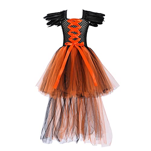 Mjjsk Halloween-Kostüm für Mädchen, Hexe, Prinzessin, festliches Karnevals-Outfit, Kindergeburtstag, Party, Tüllkleider, Kindermode, A-1-Orange, 2-3 Jahre von Mjjsk