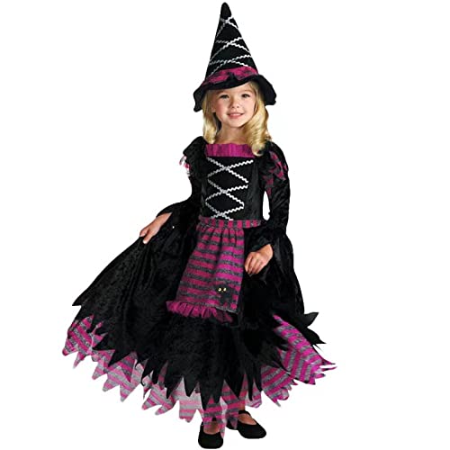 Mjjsk Halloween-Kostüm für Mädchen, Prinzessin, Hexe, Urlaub, Neuheit, Outfit, Kindergeburtstag, Party, Tüllkleider, modisches Kleid für Kinder, violett, 3-4 Jahre von Mjjsk