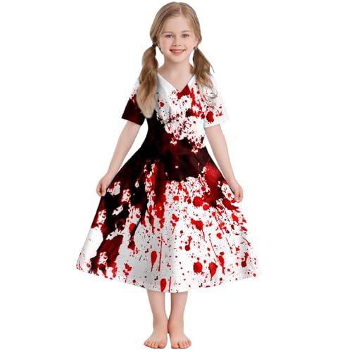 Mjjsk Halloween-Kostüm für Mädchen, gruselig, blutiger Geist, Kürbis, kurzärmelig, ausgestelltes Kleid, Kinder, lässig, Geburtstag, Party, festliche Outfits, #-1, Rot, 9-10 Jahre Mjjsk Halloween-Kostüm für Mädchen, gruselig, blutiger Geist, Kürbis, kurzärmelig, ausgestelltes Kleid, Kinder, lässig, Geburtstag, Party, festliche Outfits, #-1, Rot, 9-10 Jahre von Mjjsk