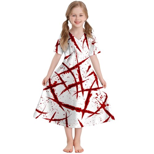 Mjjsk Halloween-Kostüm für Mädchen, gruselig, blutiger Geist, Kürbis, kurzärmelig, ausgestelltes Kleid, Kinder, lässig, Geburtstag, Party, festliche Outfits, #-1-Hot Pink, 9-10 Jahre Mjjsk Halloween-Kostüm für Mädchen, gruselig, blutiger Geist, Kürbis, kurzärmelig, ausgestelltes Kleid, Kinder, lässig, Geburtstag, Party, festliche Outfits, #-1-Hot Pink, 9-10 Jahre von Mjjsk