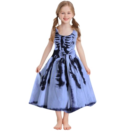 Mjjsk Halloween-Outfits für Mädchen, Kinder, blutiger Geisterdruck, ausgestelltes Kleid, ärmellos, Tunika, Geburtstag, Party, leger, Urlaubskleid, A-4, Blau, 5-6 Jahre Mjjsk Halloween-Outfits für Mädchen, Kinder, blutiger Geisterdruck, ausgestelltes Kleid, ärmellos, Tunika, Geburtstag, Party, leger, Urlaubskleid, A-4, Blau, 5-6 Jahre von Mjjsk