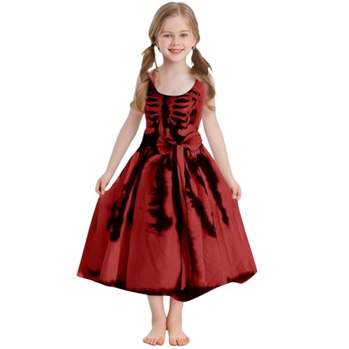 Mjjsk Halloween-Outfits für Mädchen, Kinder, blutiger Geisterdruck, ausgestelltes Kleid, ärmellos, Tunika, Geburtstag, Party, leger, Urlaubskleid, A-4, Rot, 11-12 Jahre Mjjsk Halloween-Outfits für Mädchen, Kinder, blutiger Geisterdruck, ausgestelltes Kleid, ärmellos, Tunika, Geburtstag, Party, leger, Urlaubskleid, A-4, Rot, 11-12 Jahre von Mjjsk