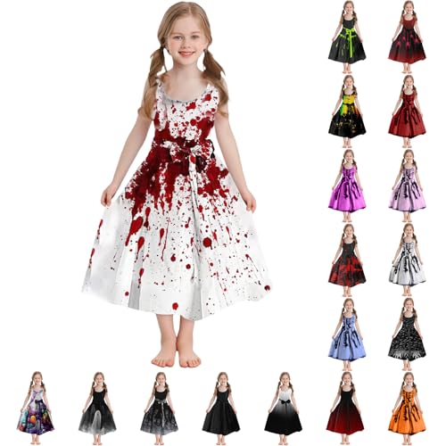 Mjjsk Halloween-Outfits für Mädchen, Kinder, blutiger Geisterdruck, ausgestelltes Kleid, ärmellos, Tunika, Geburtstag, Party, leger, Urlaubskleid, A-4, Rot, 5-6 Jahre Mjjsk Halloween-Outfits für Mädchen, Kinder, blutiger Geisterdruck, ausgestelltes Kleid, ärmellos, Tunika, Geburtstag, Party, leger, Urlaubskleid, A-4, Rot, 5-6 Jahre von Mjjsk
