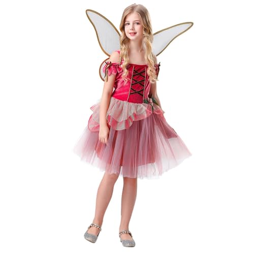 Mjjsk Mädchen Feen-Outfits Prinzessin Verkleidung Fee Schmetterling Flügel Tüll Tutu Kleider Kinder Halloween Geburtstag Party Karneval Kleid, rot, 7-8 Jahre Mjjsk Mädchen Feen-Outfits Prinzessin Verkleidung Fee Schmetterling Flügel Tüll Tutu Kleider Kinder Halloween Geburtstag Party Karneval Kleid, rot, 7-8 Jahre von Mjjsk