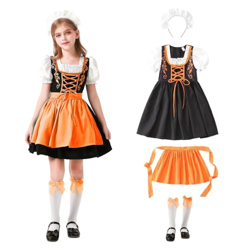 Mjjsk Mädchen Halloween Party Fancy Outfit Bayerisches Oktoberfest Traditionelles Kleid Kinder Deutsches Dirndl Kleid Festival Mode Freizeitkleider, Orange, 4-5 Jahre Mjjsk Mädchen Halloween Party Fancy Outfit Bayerisches Oktoberfest Traditionelles Kleid Kinder Deutsches Dirndl Kleid Festival Mode Freizeitkleider, Orange, 4-5 Jahre von Mjjsk