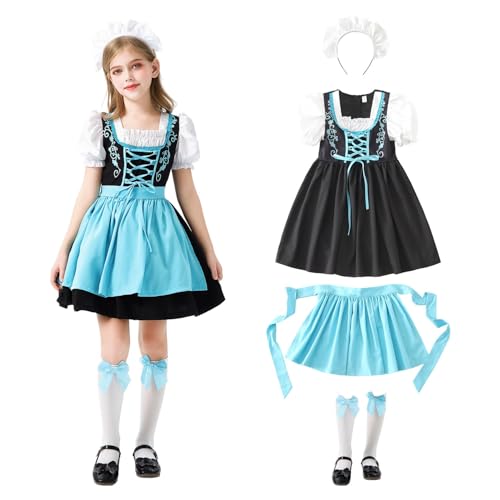 Mjjsk Mädchen Halloween Party Fancy Outfit Bayerisches Oktoberfest Traditionelles Kleid Kinder Deutsches Dirndl Kleid Festival Mode Freizeitkleider, blau, 116 Mjjsk Mädchen Halloween Party Fancy Outfit Bayerisches Oktoberfest Traditionelles Kleid Kinder Deutsches Dirndl Kleid Festival Mode Freizeitkleider, blau, 116 von Mjjsk