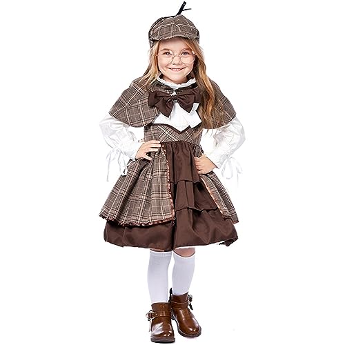 Mjjsk Mädchen Halloween Verkleidung Kleine Mädchen Detektiv Kleider Mittelalter Vintage Prinzessin Kleid Festlich Geburtstag Party Neuheit Outfit, braun, 4-5 Jahre Mjjsk Mädchen Halloween Verkleidung Kleine Mädchen Detektiv Kleider Mittelalter Vintage Prinzessin Kleid Festlich Geburtstag Party Neuheit Outfit, braun, 4-5 Jahre von Mjjsk