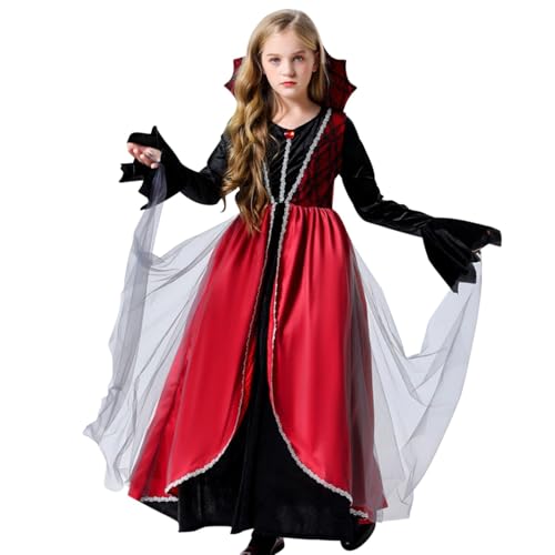 Mjjsk Mädchen Halloween Verkleidung Prinzessin Vampir Gothic Kleid Mittelalter Renaissance Karneval Outfits Retro Motto Party Maxi Kleider, rot, 11-12 Jahre Mjjsk Mädchen Halloween Verkleidung Prinzessin Vampir Gothic Kleid Mittelalter Renaissance Karneval Outfits Retro Motto Party Maxi Kleider, rot, 11-12 Jahre von Mjjsk