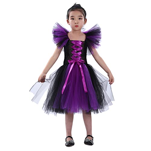 Mjjsk Mädchen Prinzessin Kleid Hexe Halloween Verkleidung Geburtstag Party Cosplay Outfits Kinder Gothic Karneval Festival Tüll Kleider, dunkelviolett, 140 Mjjsk Mädchen Prinzessin Kleid Hexe Halloween Verkleidung Geburtstag Party Cosplay Outfits Kinder Gothic Karneval Festival Tüll Kleider, dunkelviolett, 140 von Mjjsk