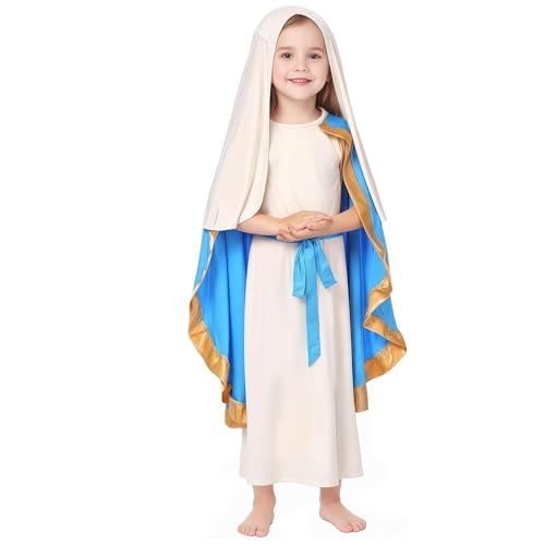 Mjjsk Maria-Kostüm für Kinder, Jungfrau Maria, Kostüm, Kinder, Halloween, Weihnachten, Karneval, Maskerade, Urlaub, Neuheit, Motto-Partykleid, weiß, 9-10 Jahre Mjjsk Maria-Kostüm für Kinder, Jungfrau Maria, Kostüm, Kinder, Halloween, Weihnachten, Karneval, Maskerade, Urlaub, Neuheit, Motto-Partykleid, weiß, 9-10 Jahre von Mjjsk