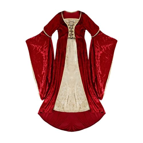 Mjjsk Mittelalterliches Kleid für Mädchen, Samt, ausgestellt, lange Ärmel, historisches Kostüm, Halloween, Party, Irisches Vintage-/Gothic-Outfit, rot, 5-6 Jahre Mjjsk Mittelalterliches Kleid für Mädchen, Samt, ausgestellt, lange Ärmel, historisches Kostüm, Halloween, Party, Irisches Vintage-/Gothic-Outfit, rot, 5-6 Jahre von Mjjsk