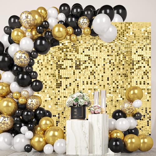 36 Stück hellgoldene schimmernde Wandhintergründe für Party, Mjkeomo hellgoldene Pailletten-Hintergrund für Geburtstag, Abschlussfeier, Zuhause, Party-Dekorationen, Jahrestag, Hochzeit von Mjkeomo