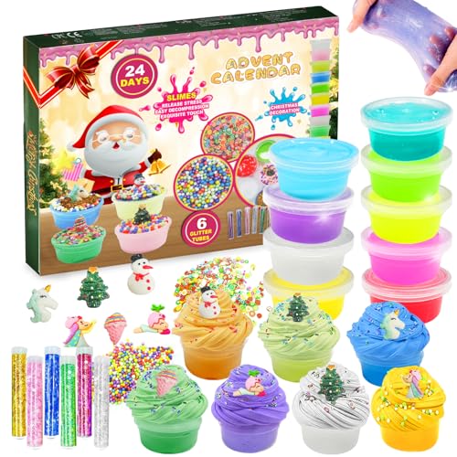Schleim Adventskalender 2025 Kinder für Mädchen Jungen | 24 Tage Countdown-Kalender Fluffy Kristall Slime Spielzeugkalender Weihnachtskalender Weihnachten Überraschungen Geschenk Schleim Adventskalender 2025 Kinder für Mädchen Jungen | 24 Tage Countdown-Kalender Fluffy Kristall Slime Spielzeugkalender Weihnachtskalender Weihnachten Überraschungen Geschenk von Mjuthy