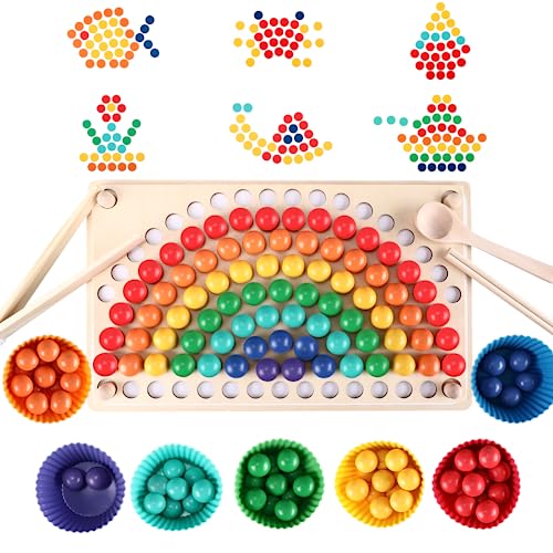 Montessori Spielzeug, Sortierspiel, Clip Beads Brettspiel, Puzzle Lernspielzeug Kinder Spielzeug ab 3 Jahre, Kinder Hände Augen Gehirn Training, Vorschule Geschenk für Kinder ab 4 5 6 Jahre (A) von Mkitnvy