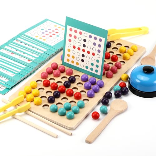 Montessori Spielzeug - Clip Beads Brettspiel, Sortierspiel, Puzzle Lernspielzeug Ab 3 Jahre, Hände Augen Gehirn Training, Vorschule Geschenk für Kinder Ab 4 5 6 Jahre von Mkitnvy