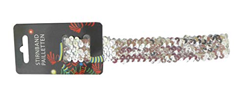Makotex Schmales Stirnband Pailletten silber Karneval 20er Jahre Kostüm Fasching von Makotex
