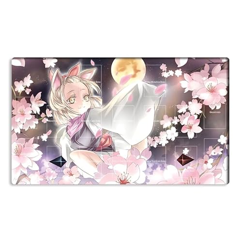 New Mlikemat Playmat ZD039-007-A Spielmatte, Aschblüte & fröhlicher Frühling, TCG CCG OCG Sammelkartenspielmatte mit Zonen + gratis Tasche von Mlikemat