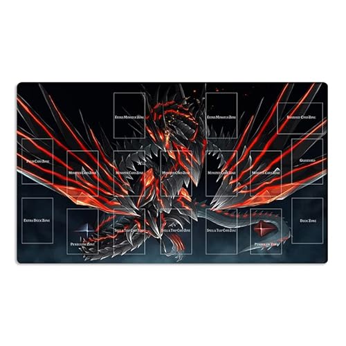 Mlikemat Neue Playmat ZD014-322-A Red-Eyes Darkness Dragon CCG TCG Sammelkartenspiel Matte mit Zonen + Gratis Tasche von Mlikemat