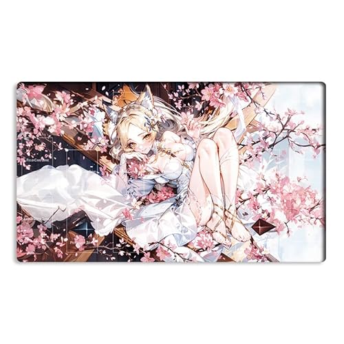 New Mlikemat Playmat ZD039-771-A Spielmatte, Aschblüte & fröhlicher Frühling, TCG CCG OCG Sammelkartenspielmatte mit Zonen + gratis Tasche von Mlikemat