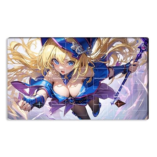New Mlikemat Playmat ZD014-504-A Spielmatte Dark Magician Girl, TCG CCG OCG Sammelkartenspielmatte mit Zonen + Gratis Tasche von Mlikemat
