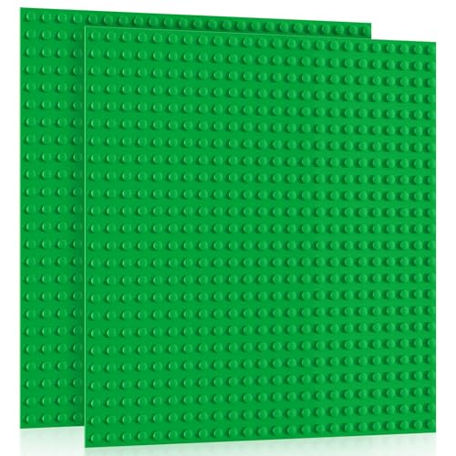 2 Große Bauplatte Kompatibel mit Duplo Platten, Groß Platten passend für Meisten Marken von Großen Grundplatte, 38.1 * 38.1cm Platten-Set Spielzeug für Mädchen und Jungen, Grün von Mlikero