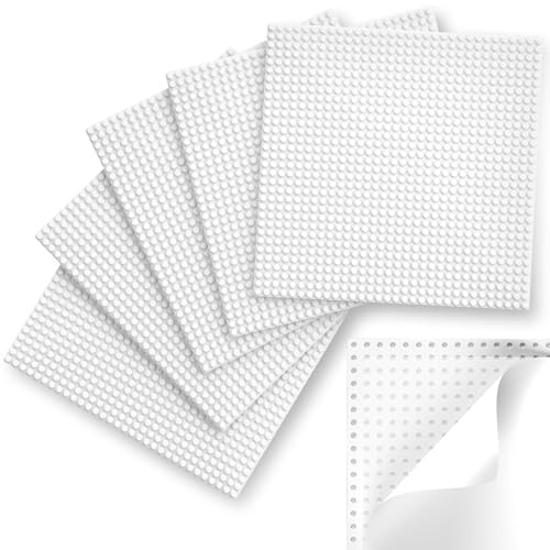 Klassische Grundplatten, abziehen und aufkleben, Grundplatten für Bausteine, kompatibel mit großen Marken, Selbstklebende Basis für Ziegel, 25,4 x 25,4 cm, 6 Stück, Weiß Klassische Grundplatten, abziehen und aufkleben, Grundplatten für Bausteine, kompatibel mit großen Marken, Selbstklebende Basis für Ziegel, 25,4 x 25,4 cm, 6 Stück, Weiß von Mlikero