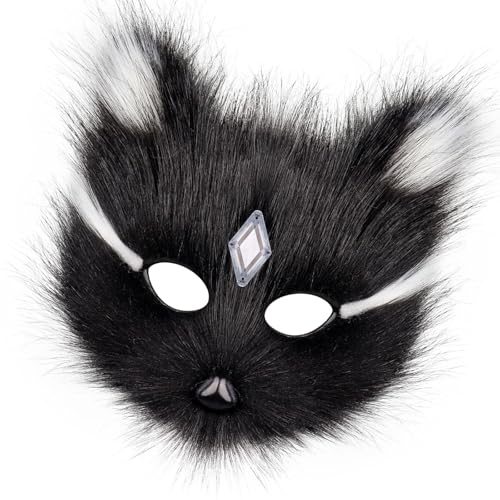 Elegante Katzen Füchse Zeug Tierische Gesichtsbedeckung Weiche Plüsch Atmungsaktiven Designkostümzubehör Für Halloween Themenpartys Einzigartige Füchse Katzen Rollenspiel Accessoire von Mllepjdh