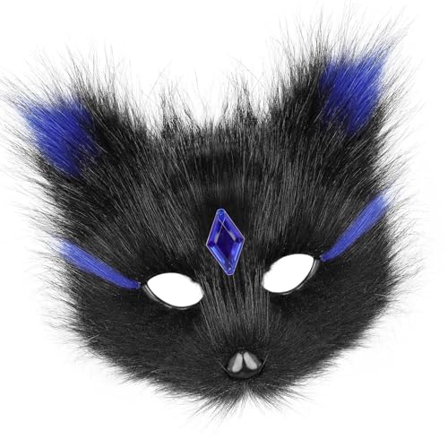 Elegante Katzen Füchse Zeug Tierische Gesichtsbedeckung Weiche Plüsch Atmungsaktiven Designkostümzubehör Für Halloween Themenpartys Einzigartige Füchse Katzen Rollenspiel Accessoire von Mllepjdh