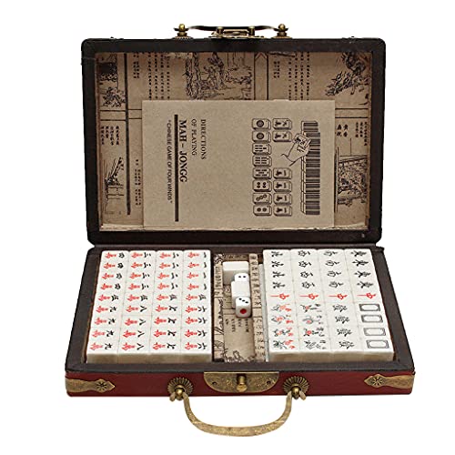 Mllepjdh 146 Stück Mahjong-Blätter mit Leuchtbox, tragbar, Vintage, traditionell, chinesisch, Mahjong-Mahjong-Blätter, Brettspiel für die Familie Mllepjdh 146 Stück Mahjong-Blätter mit Leuchtbox, tragbar, Vintage, traditionell, chinesisch, Mahjong-Mahjong-Blätter, Brettspiel für die Familie von Mllepjdh