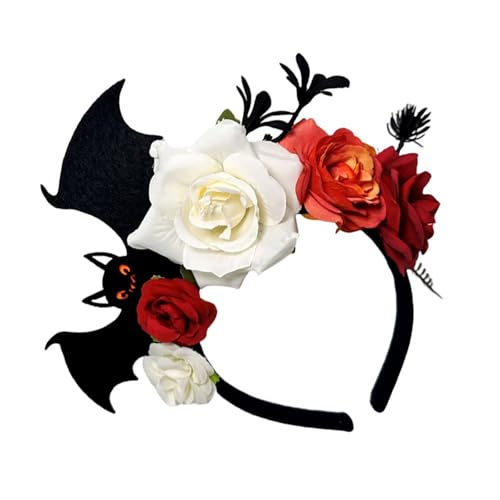 Mllepjdh Mysterious Rose Bat Hairband Leichtes Harz Plastikkostüm Für Halloween Event Stage Performances Vintage Fledermaus Themen Haarzubehör von Mllepjdh