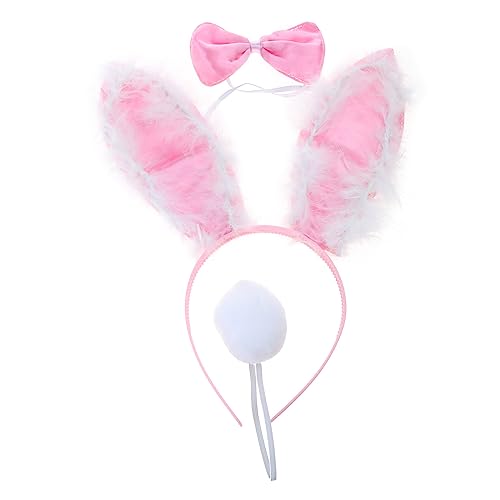 Mllepjdh Plüsch-Ohr-Form-Stirnband, Schwanz und Fliege, Halloween-Cosplay-Zubehör für Erwachsene und Kinder von Mllepjdh