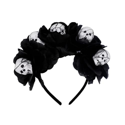 Mllepjdh Totenkopf Cosplay Stirnband Spitze Kopfbedeckung Halloween Stirnband Kopfbedeckung Kostüm Zubehör Cosplay Party Kopfbedeckung von Mllepjdh