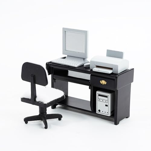 Mllxon Miniatur-Computerspielzeug, Puppenhaus-Zubehör und Möbel, Simulations-Büromöbel, Mini-Schreibtischstuhl, Tastatur-Modell (schwarz) von Mllxon