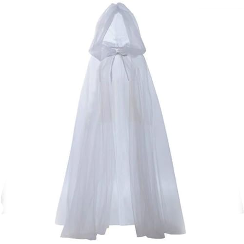 Durchsichtiger Umhang für Erwachsene, Teenager, mit übergroßer Kapuze, Netzumhang, Robe, Halloween, Geisterbraut-Cosplay, Kostüm, Umhang, Weiss/opulenter Garten, L von Mltao