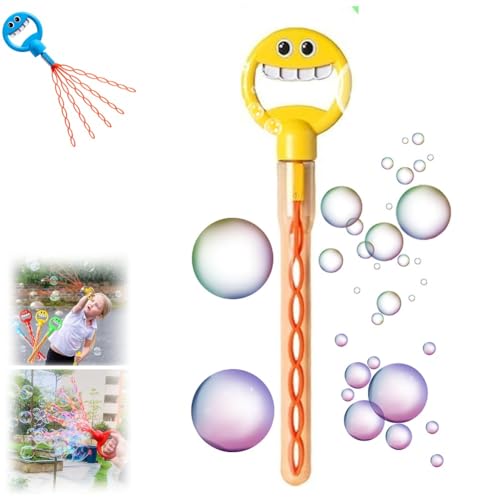 32-Loch-Sprudelstab mit lächelndem Gesicht, 5-Klauen-Sprudelstäbe for Kinder, Seifenblasen-Spielzeug mit Blasen-Nachfüllung, Seifenblasenmaschine for Sommerspielzeug-Partygeschenke ( Farbe : Yellow ) von Mlthcig